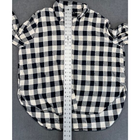 Oversized Buffalo Check Button Down Shirt Lane Bryant Women 18/20 Black White‎ - Picture 7 of 9